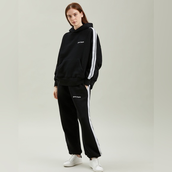 NWT Women’s Size Small Palm Angels Track Hoodie 100% Cotton In Black & White - Picture 3 of 17